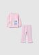 Girl's pink sweatshirt and trouser set in stretch cotton regular fit_0