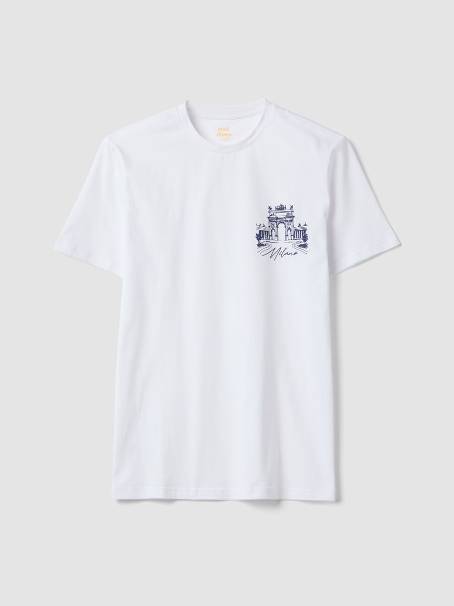 Weisses T-Shirt aus reiner Baumwolle mit Print, Regular Fit_4