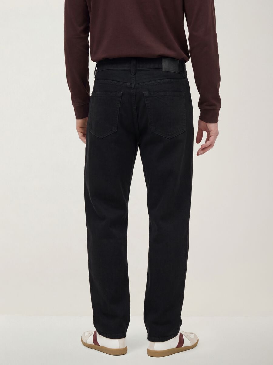 Schwarze Denim-Jeans aus reiner Baumwolle, Relaxed Fit_3