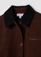 Brown pure cotton bomber jacket with contrasting collar, regular fit_2