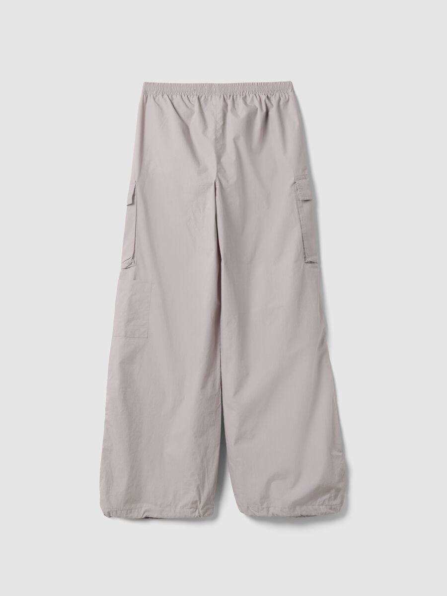 Girl's regular fit grey pure cotton cargo trousers_4
