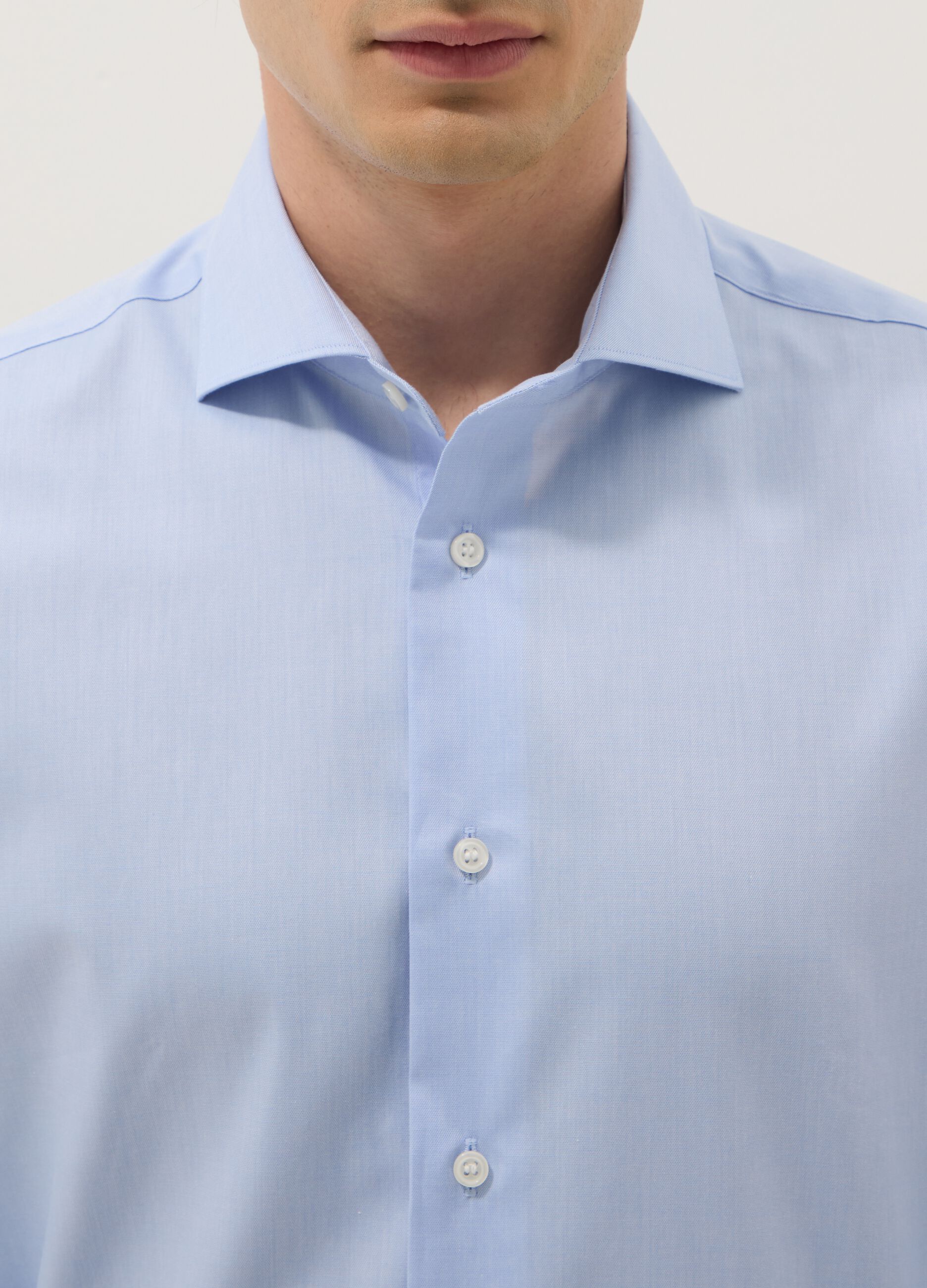 Light blue pure cotton regular fit easy iron shirt
