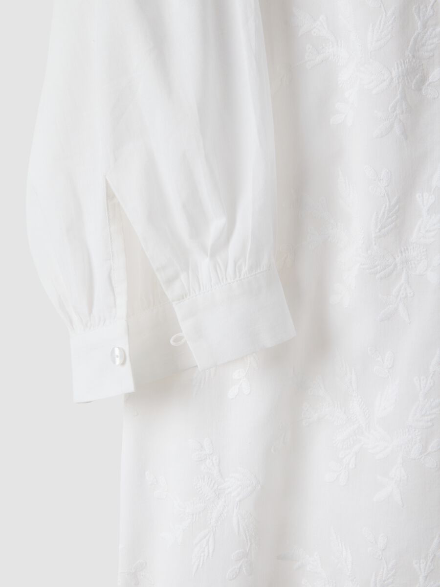 White maternity shirt in pure cotton with Mandarin collar_5