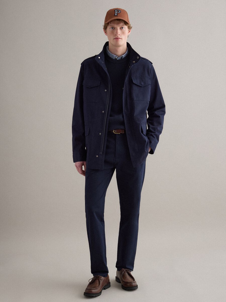 Slim fit blue stretch cotton chinos_0