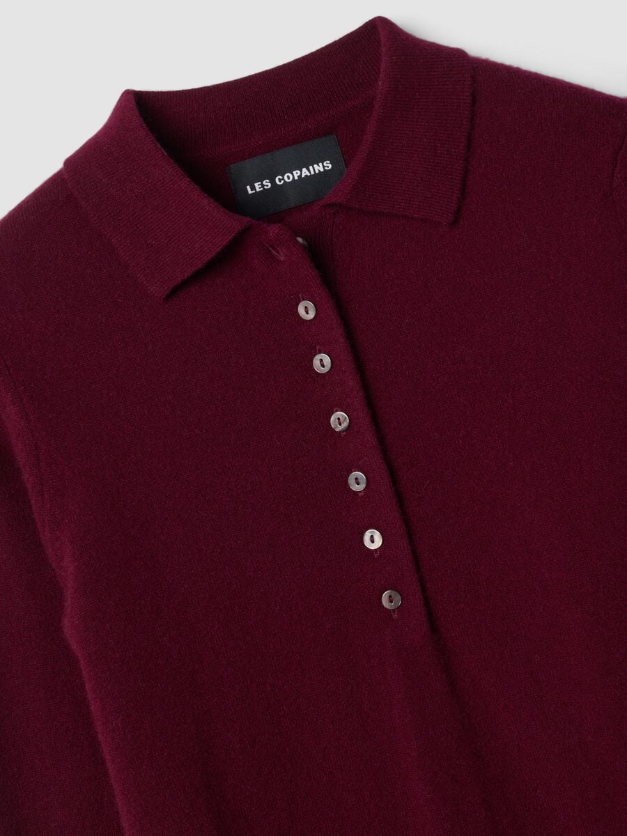 Roter Pullover aus reinem Kaschmir mit Polokragen, Regular Fit_2