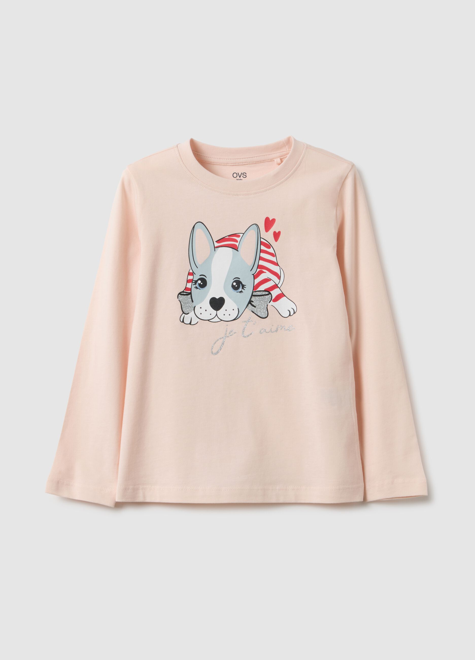 Girl's regular fit pink pure cotton t-shirt