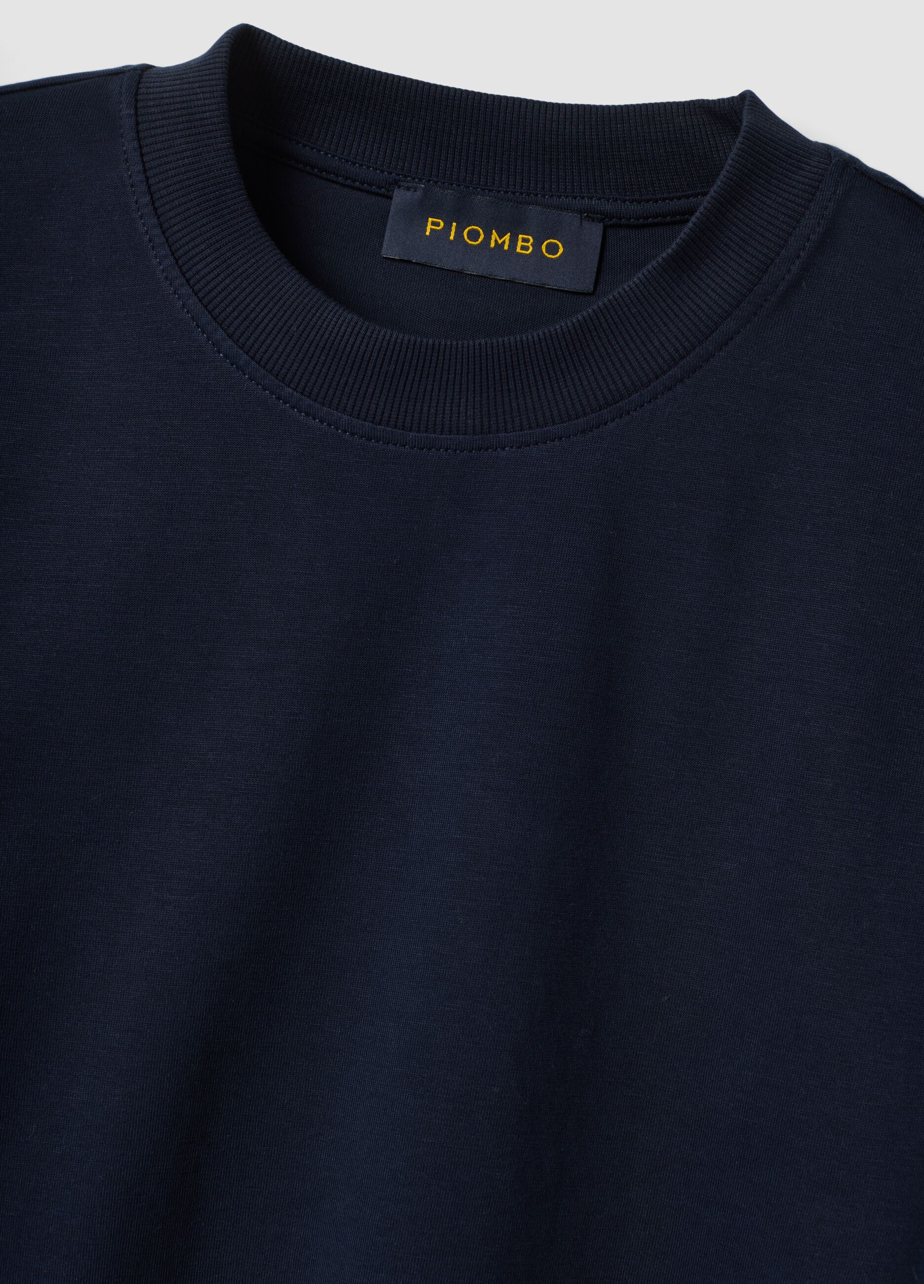 T-shirt blu in puro cotone supima a maniche corte regular fit