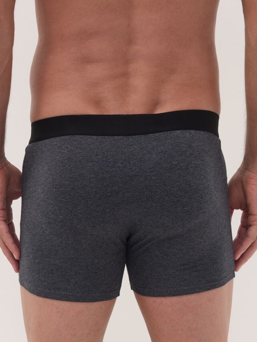 Pack of 3 grey midi boxer briefs in stretch organic cotton_2