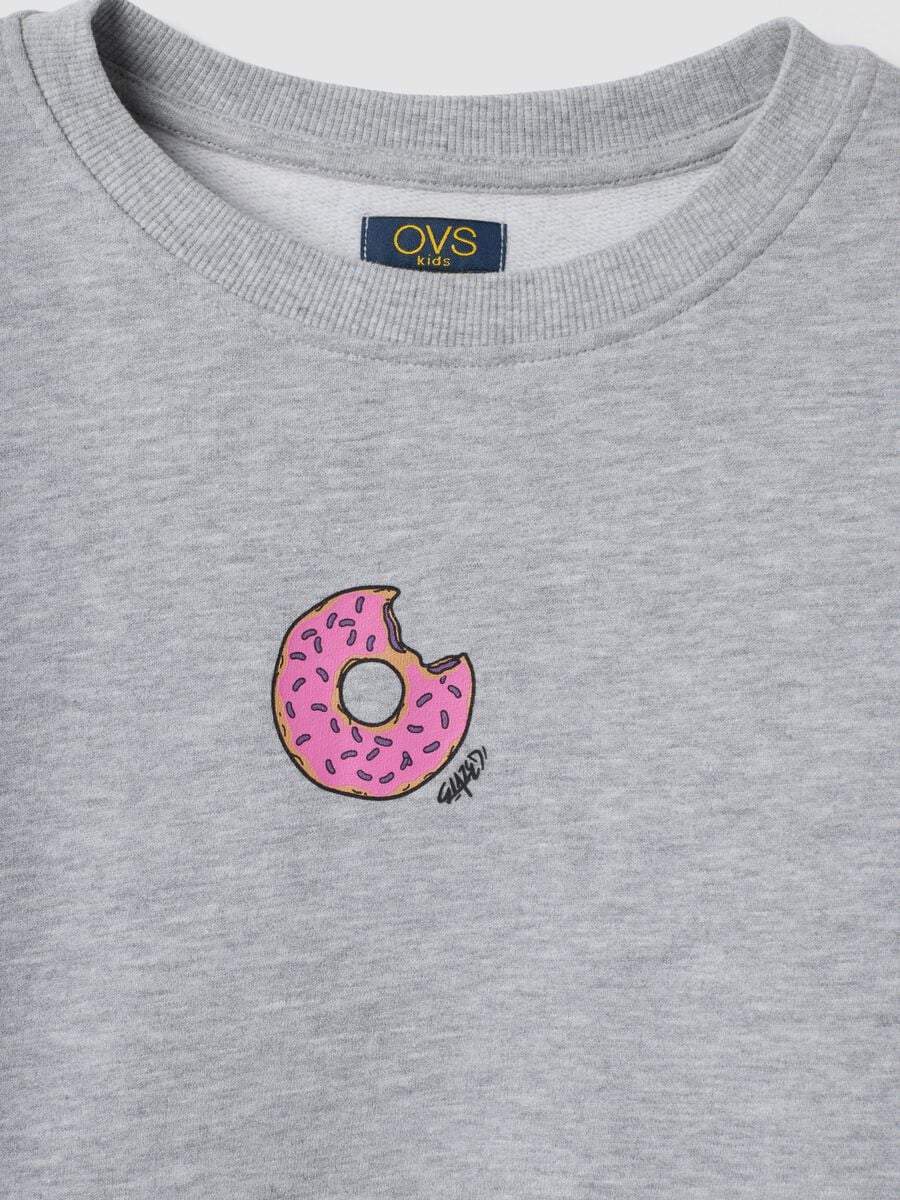 Sweatshirt in meliertem Grau mit Rippkragen aus Bio-Baumwoll- und Viskosemix_2