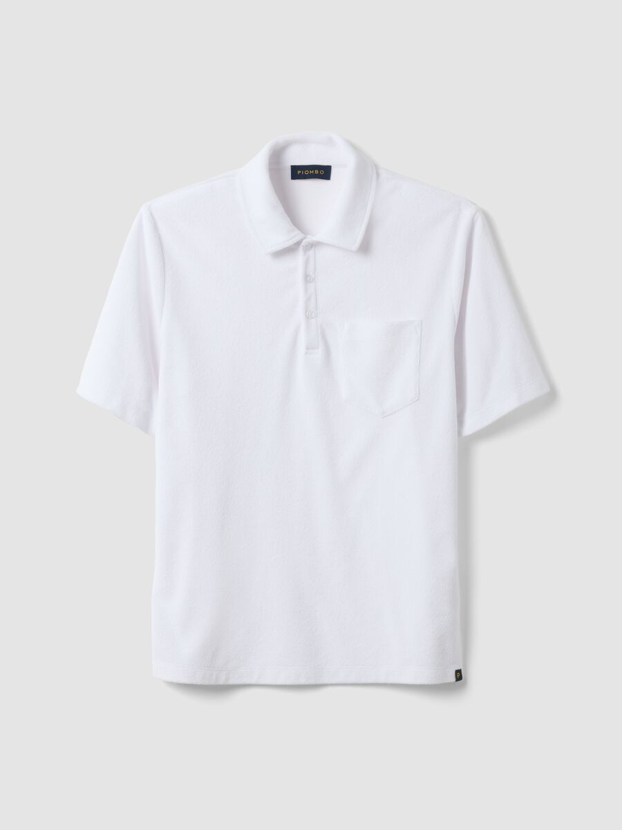 White cotton-blend polo shirt_4