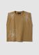Braunes &auml;rmelloses T-Shirt aus Baumwollmischung, Regular Fit mit Stickerei_4