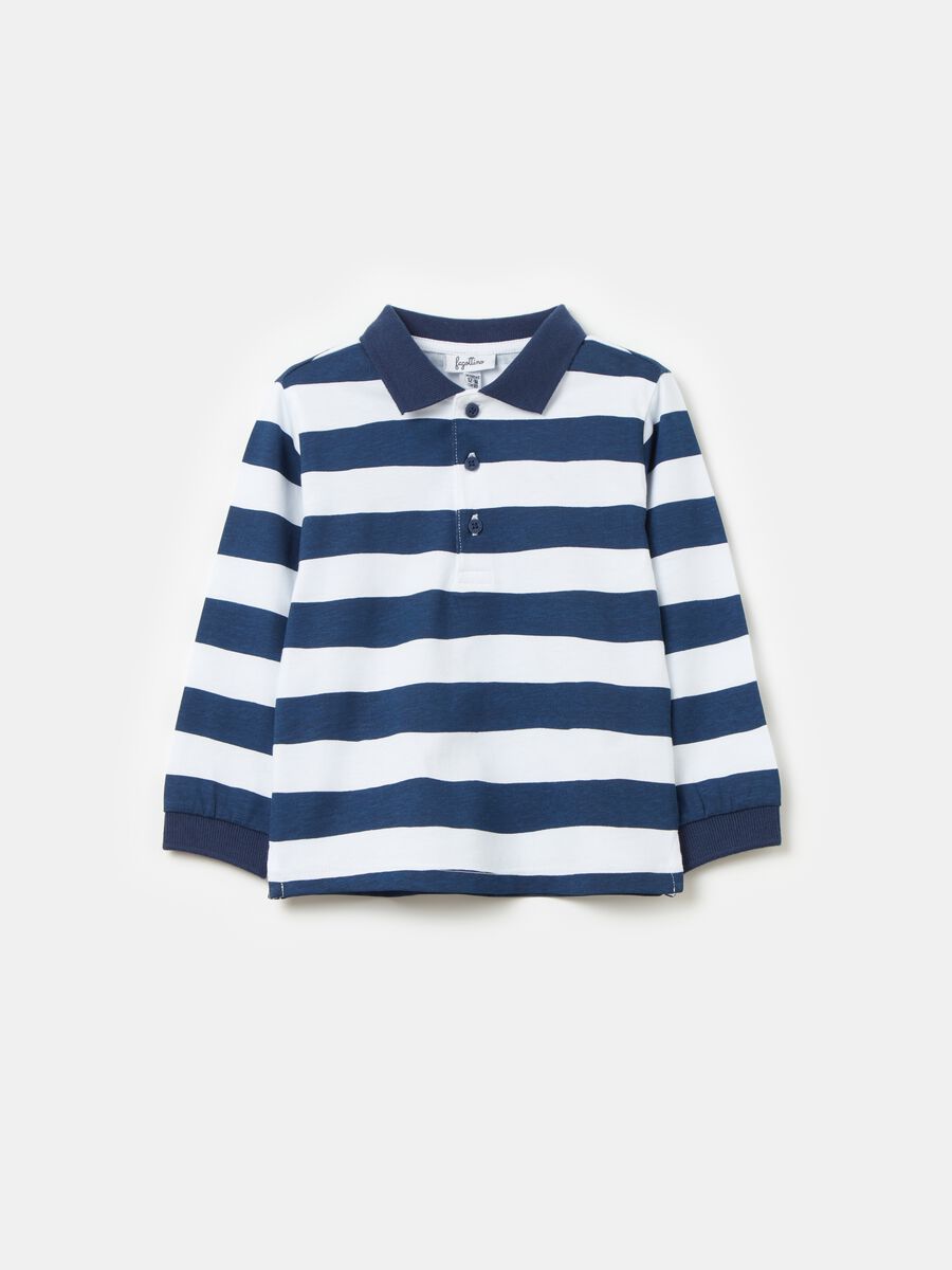 Long-sleeved polo shirt with striped pattern_0