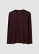 Brown long-sleeved pure organic cotton crew-neck T-shirt_0