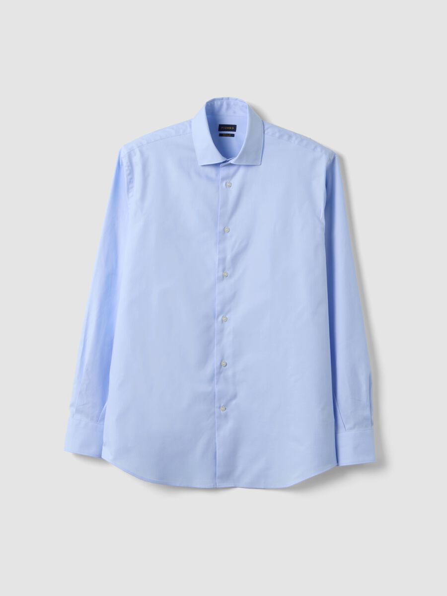 Camicia azzurro acqua in puro cotone con collo classico regular fit_0