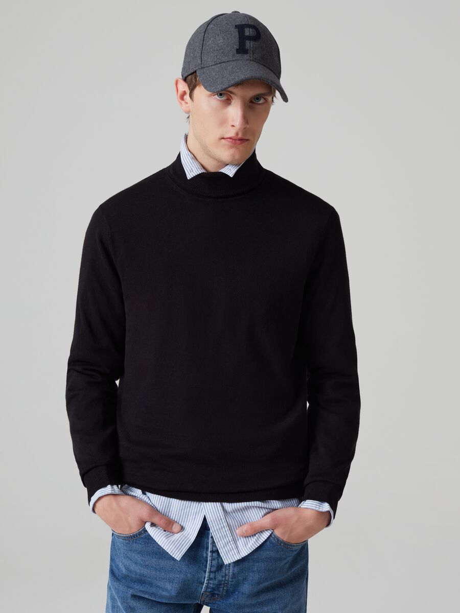 Cotton, silk and cashmere turtle-neck sweater_0