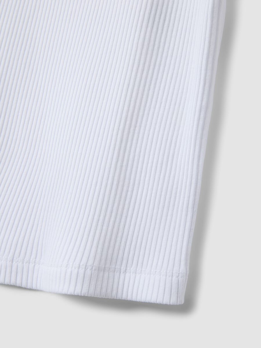 Tank top bianco in cotone elasticizzato a costine fitted_1