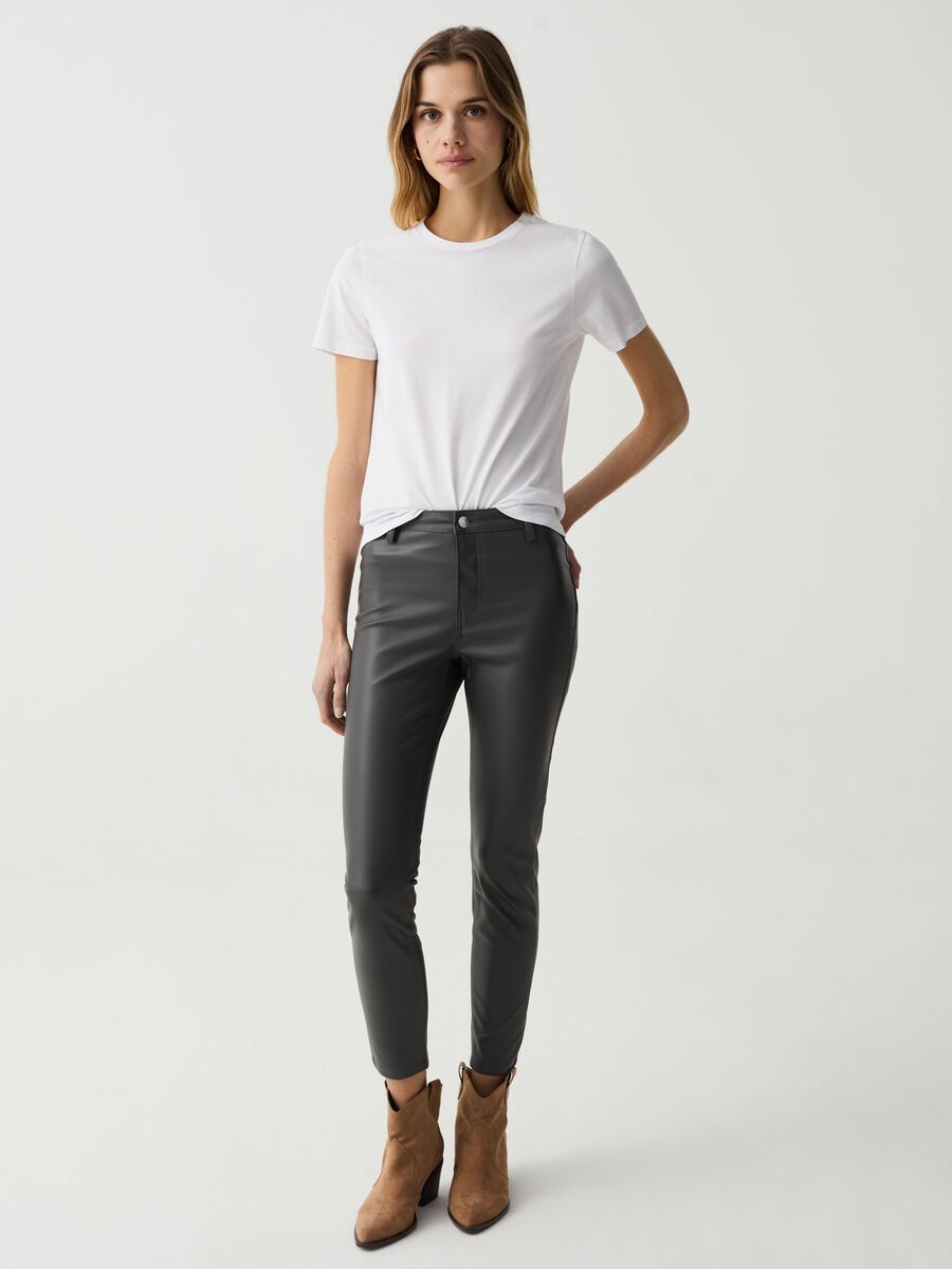 Glossy-effect skinny-fit cropped jeggings_0
