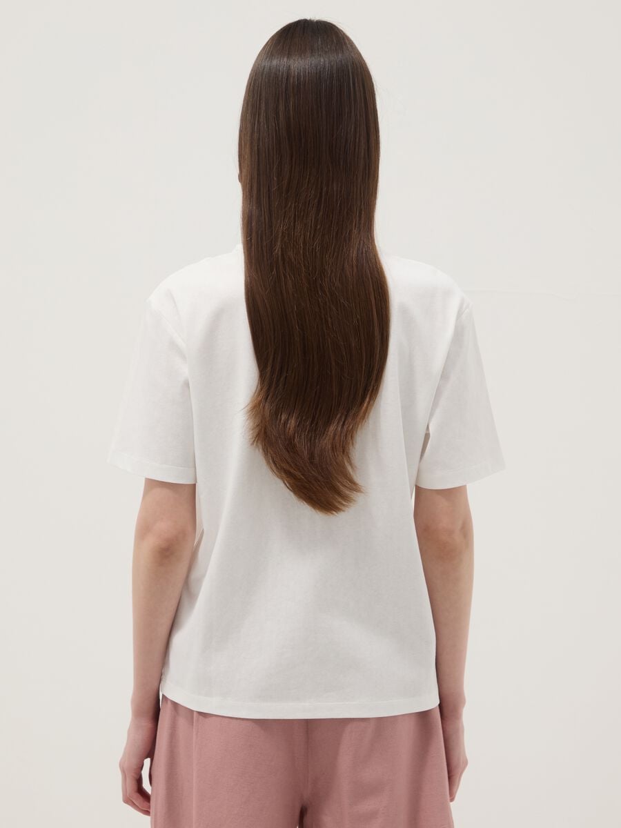 White pure cotton T-shirt with floral print_3