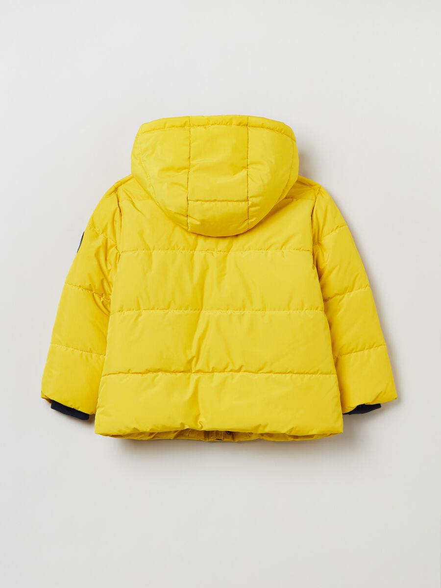 Full-zip down jacket with hood in fleece_1