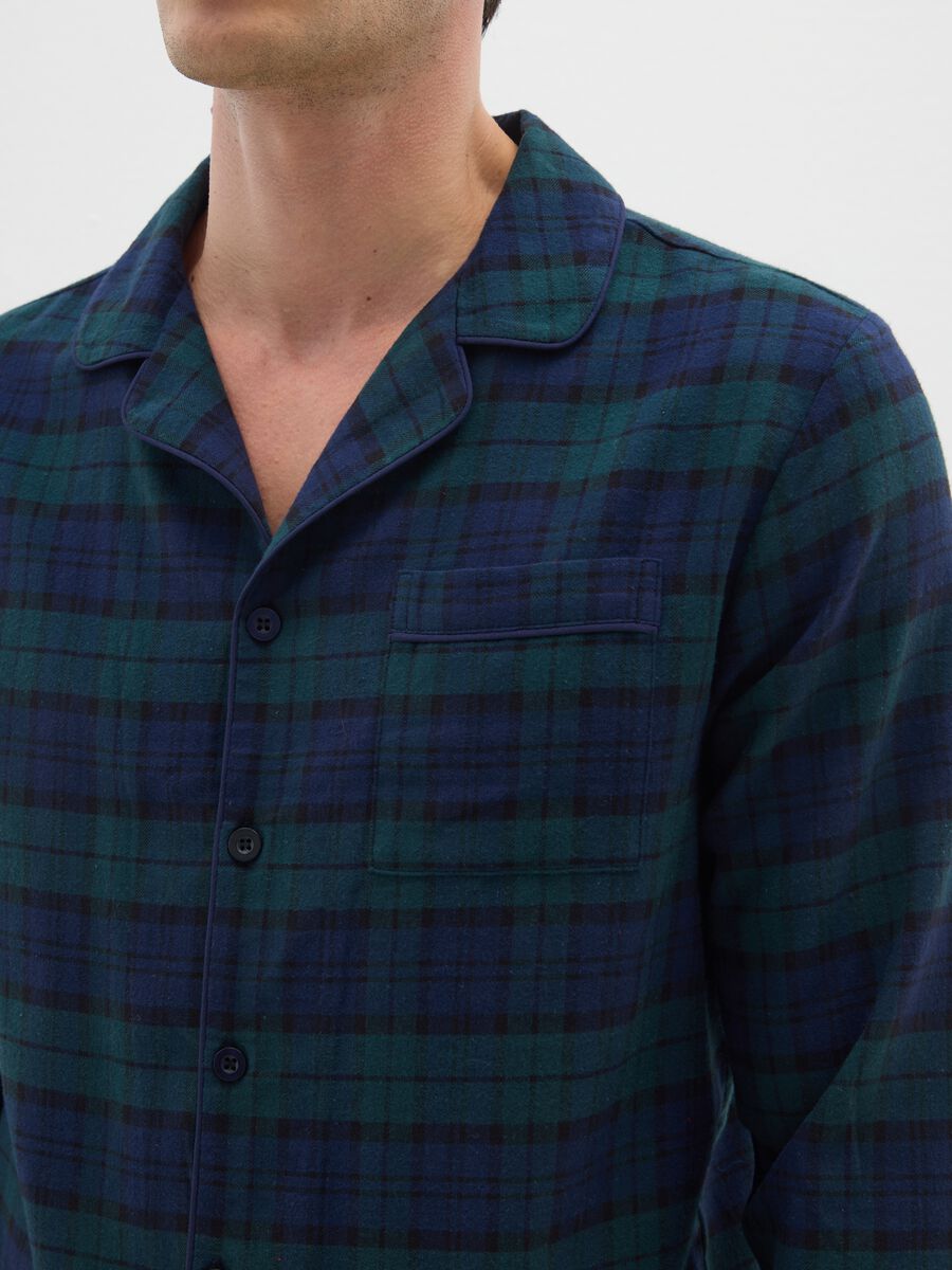 Multicolour pure cotton regular fit plaid pyjamas_3