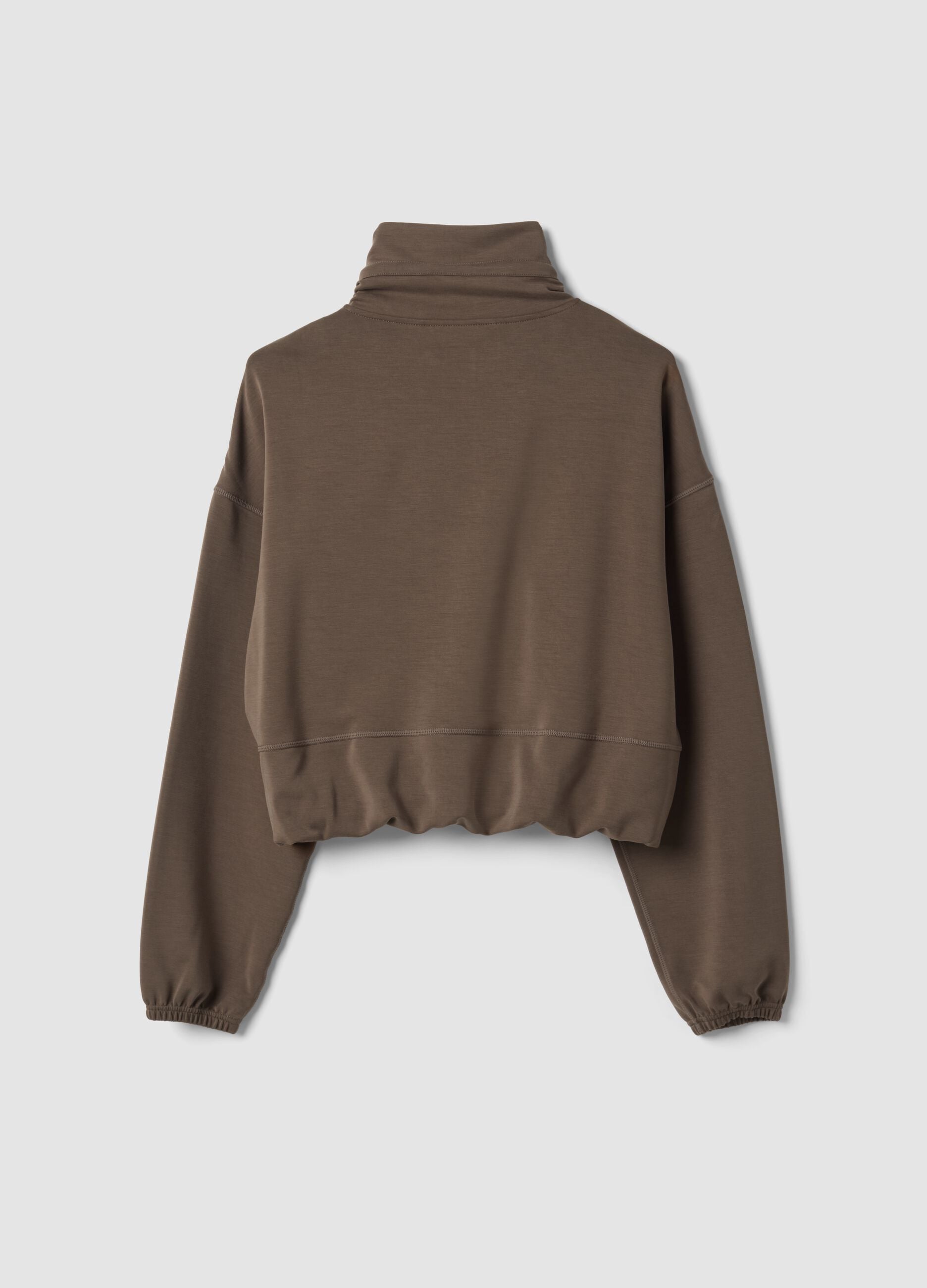 Green cropped soft-touch full-zip with stand-up collar ALTAVIA STUDIO
