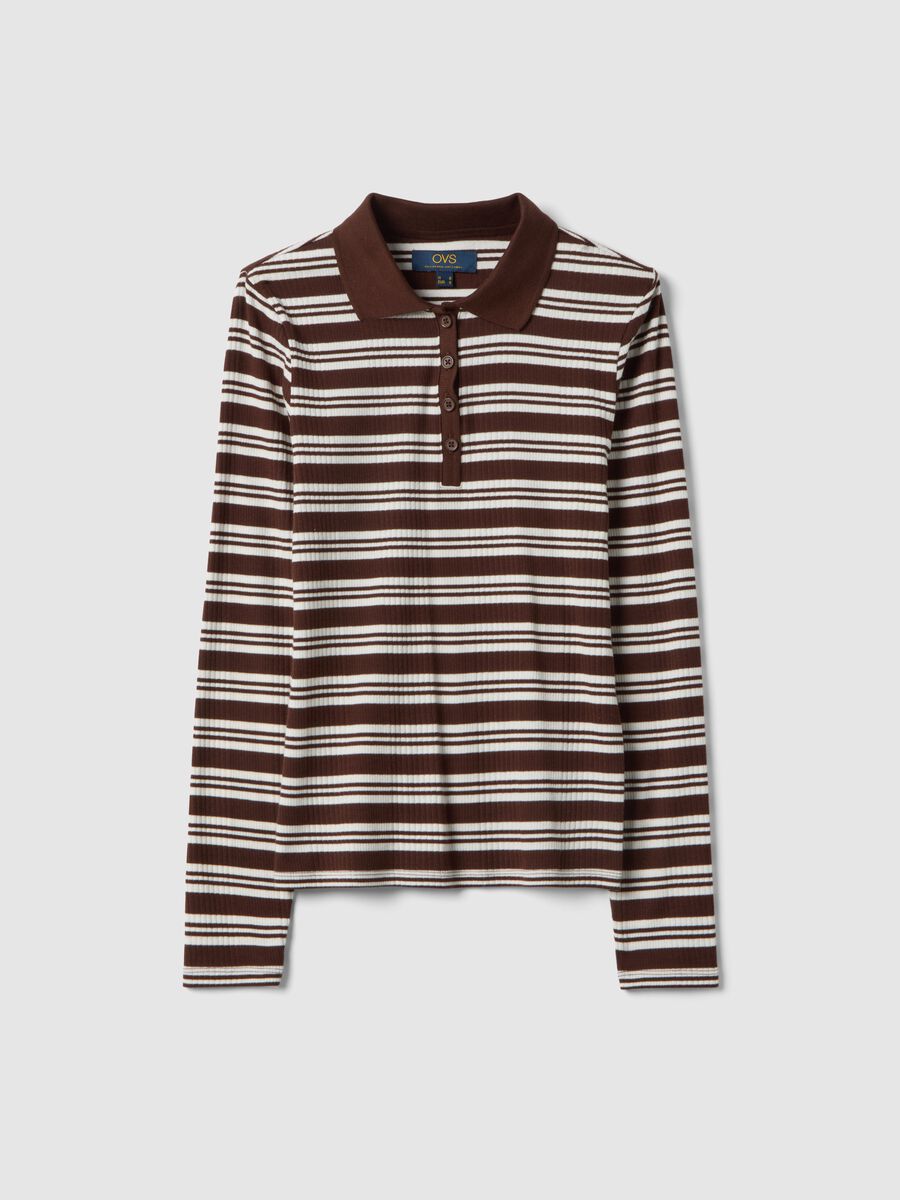 Polo em algod&atilde;o el&aacute;stico com riscas multicolores, corte regular_4