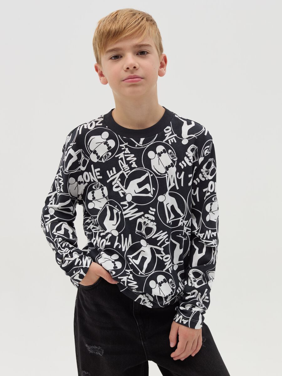 T-shirt with long sleeves and all-over print_0