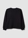 Black pure cotton sweatshirt with front slogan, relaxed fit, for girls_1