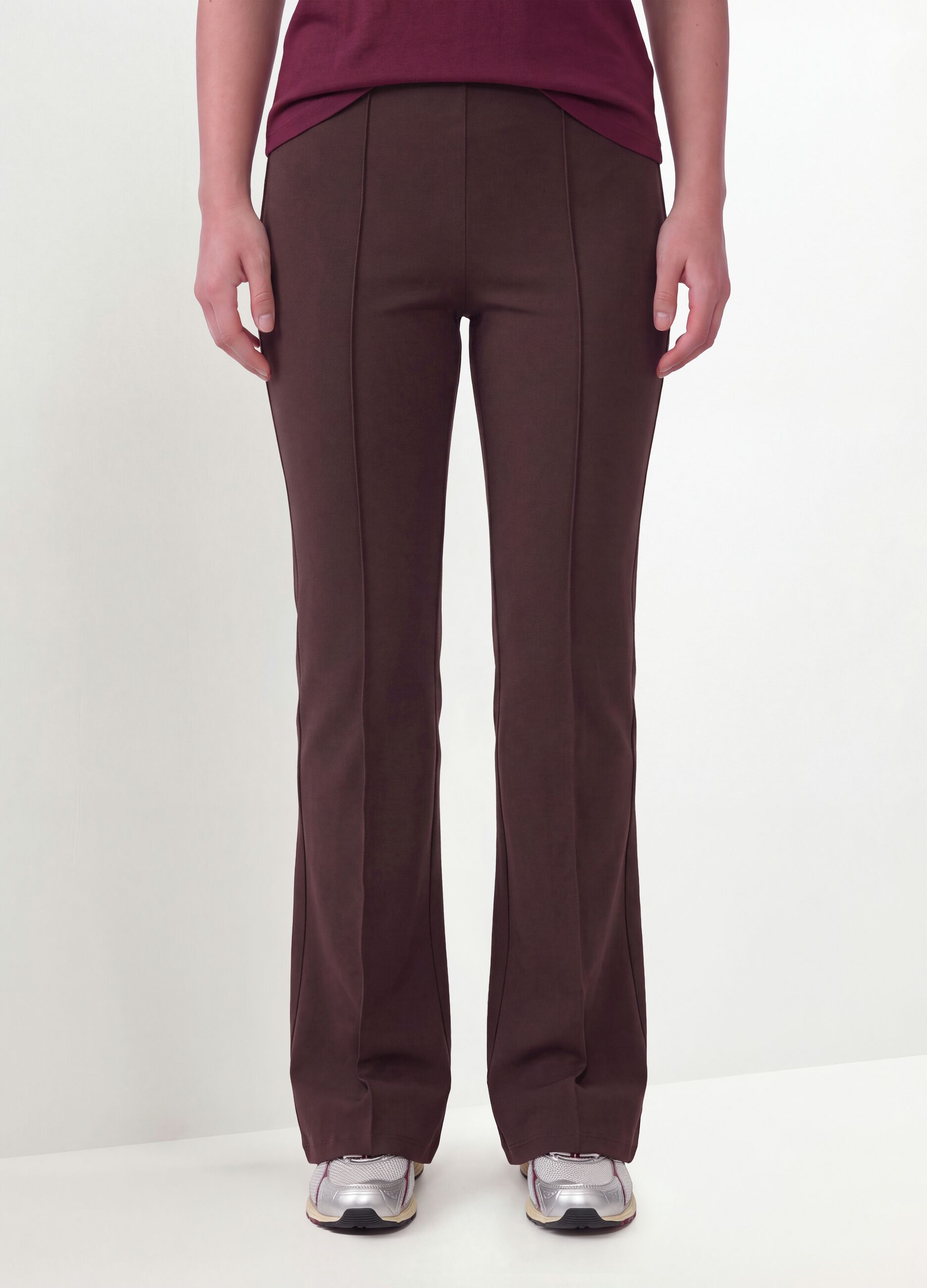 Braune Flare-Hose aus elastischer Viskose