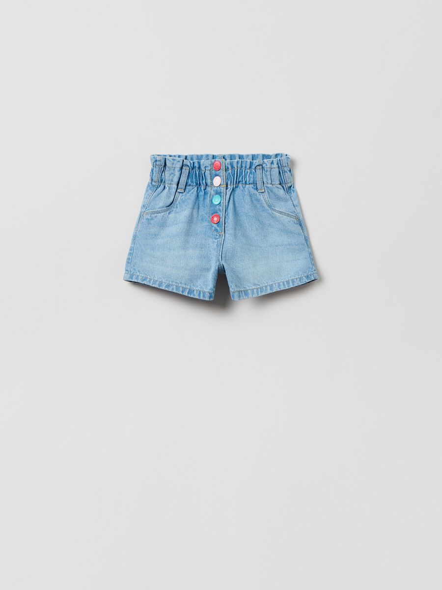 Denim shorts with multicoloured buttons_0