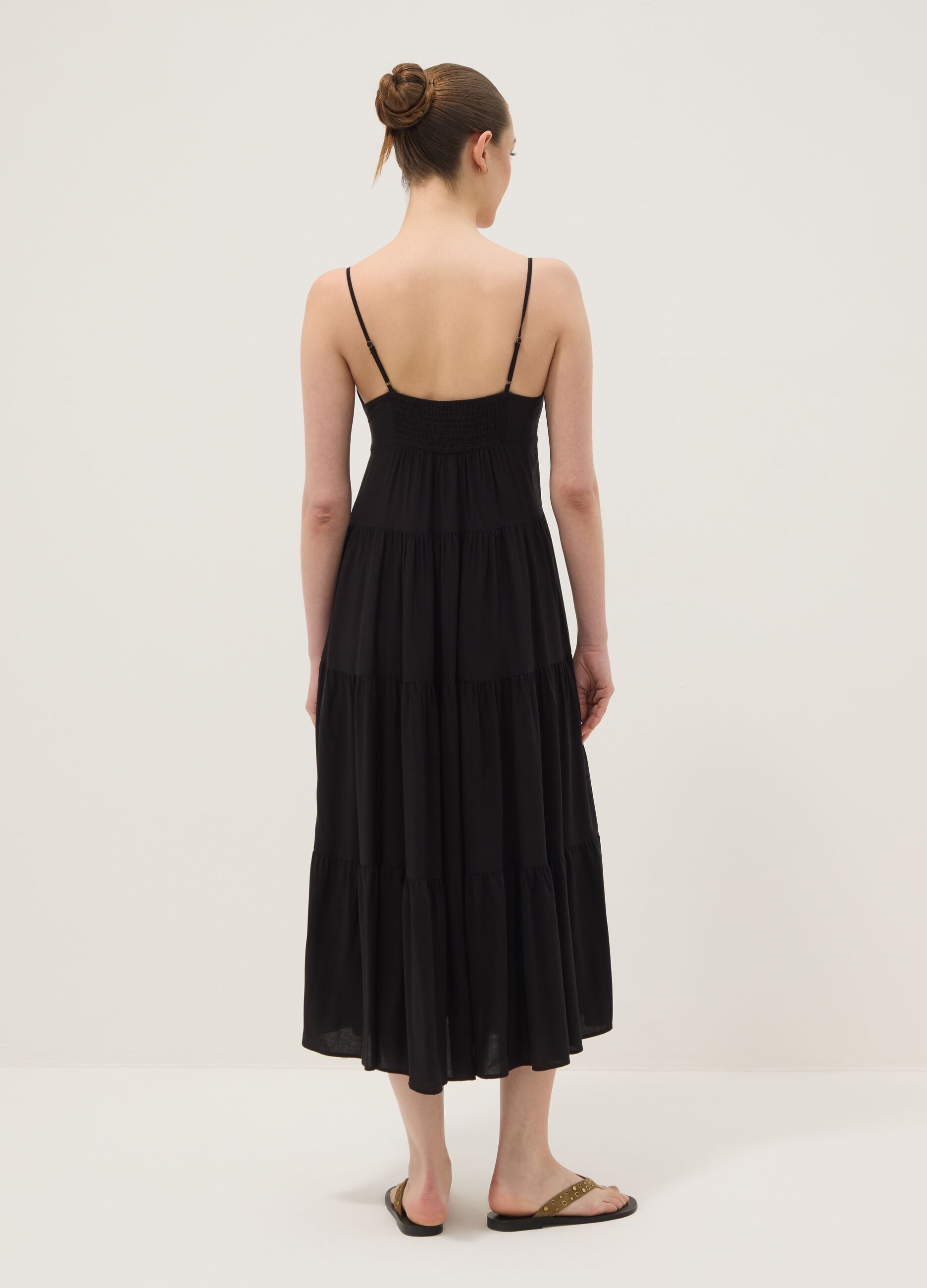 Long black dress in pure viscose