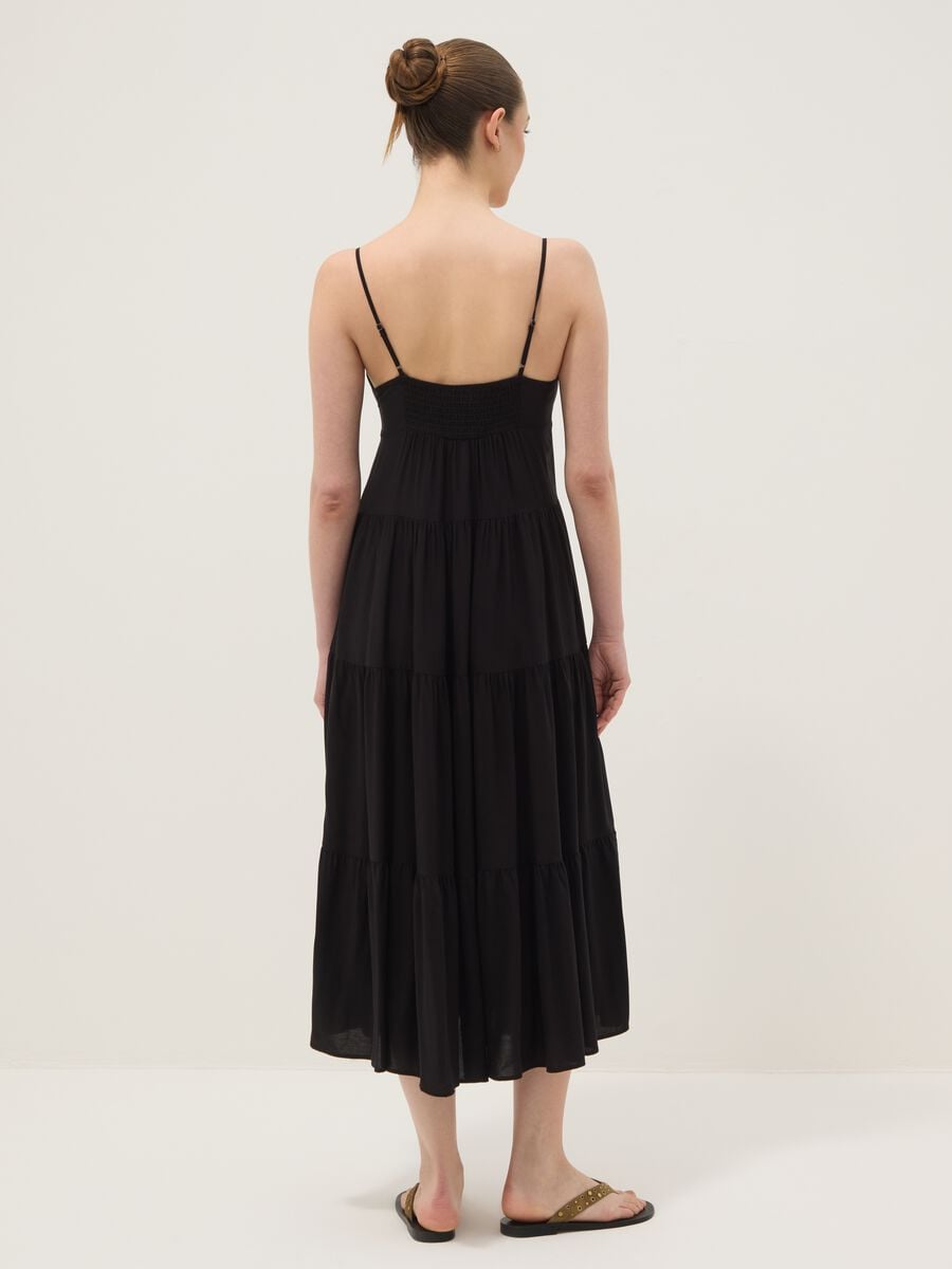Long black dress in pure viscose_4