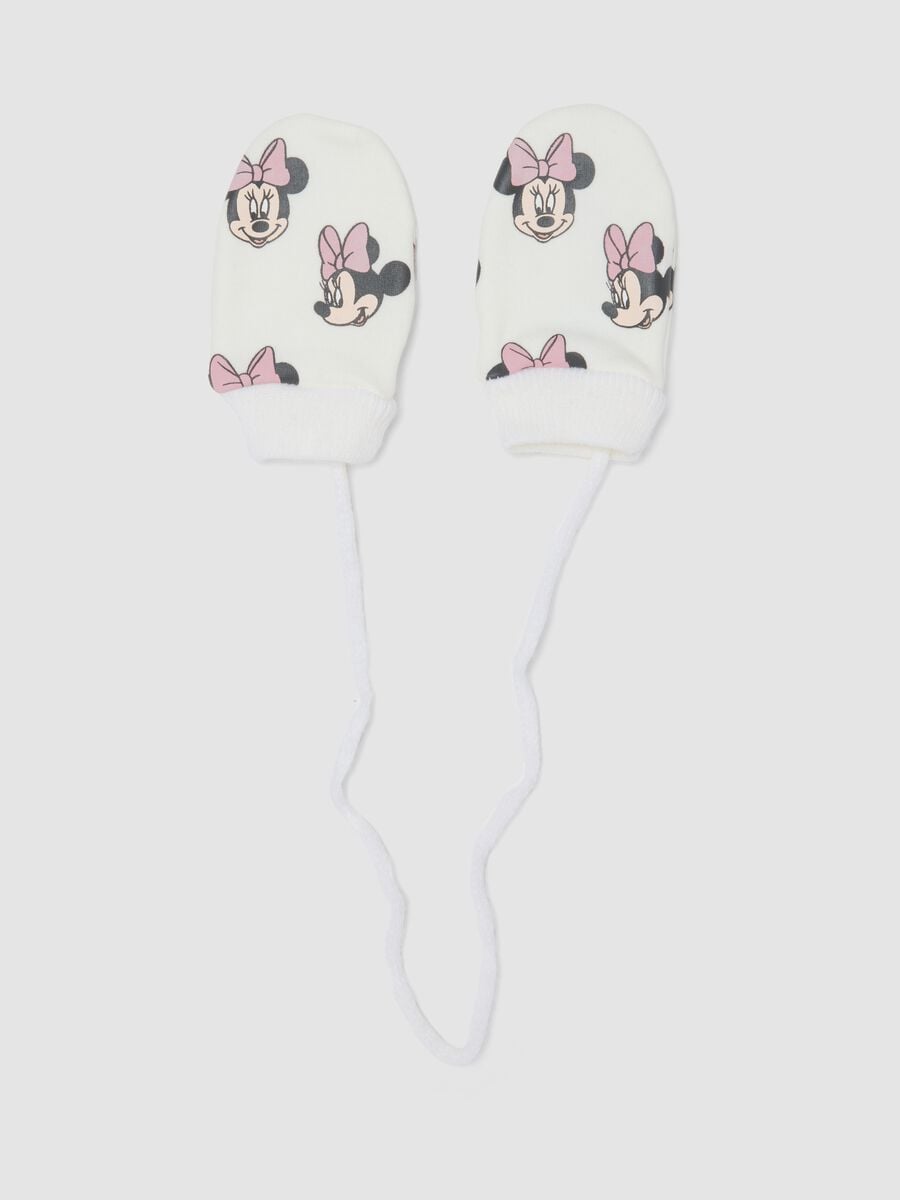 Wei&szlig;e Handschuhe aus Stretchstoff mit Minnie-Print_0