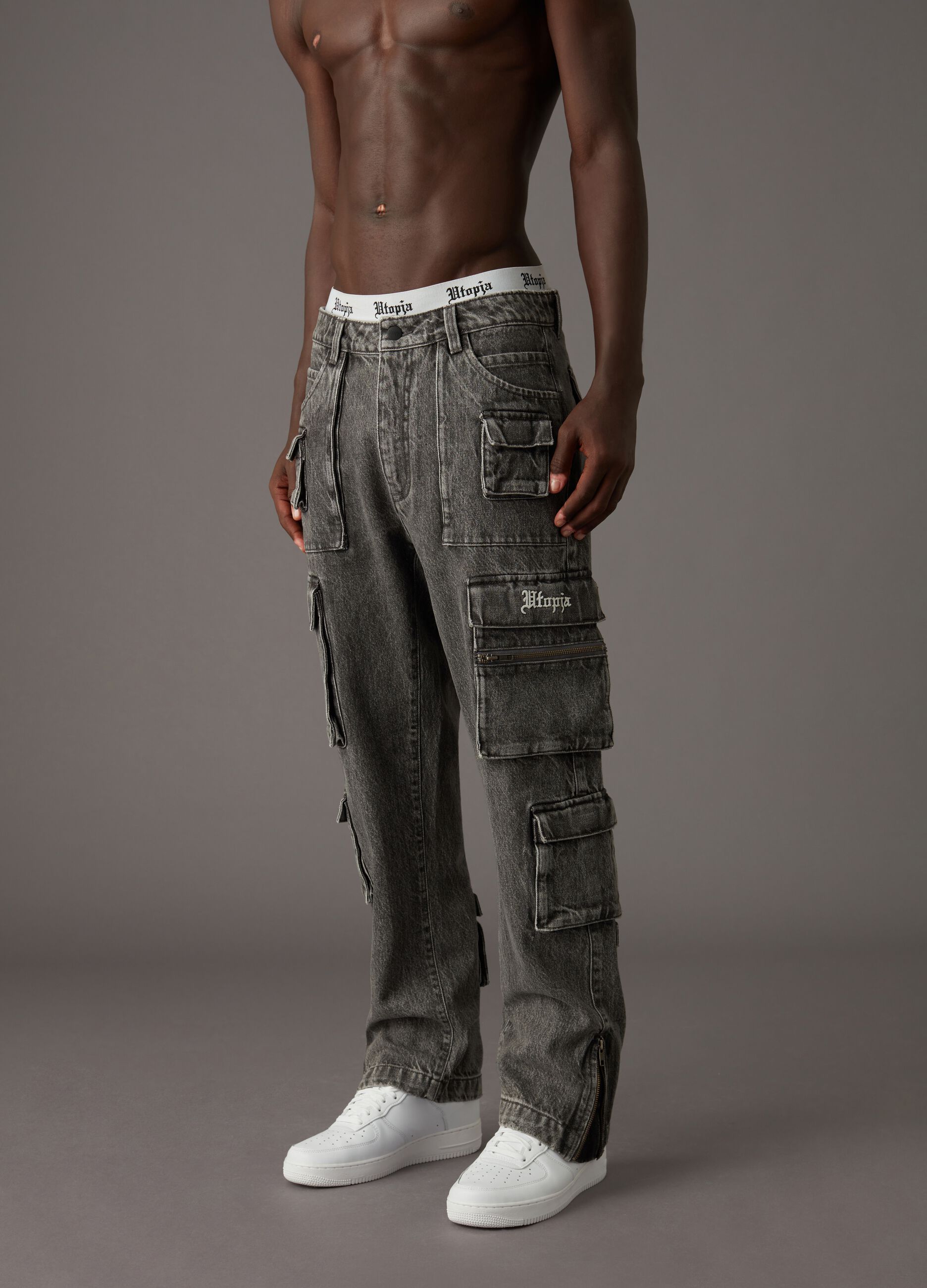 ASOS Men's Topman relaxed nylon multi pocket cargo pants in black size W34  X L30 | eBay