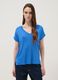 Camiseta azul de viscosa el&aacute;stica con cuello en V_2