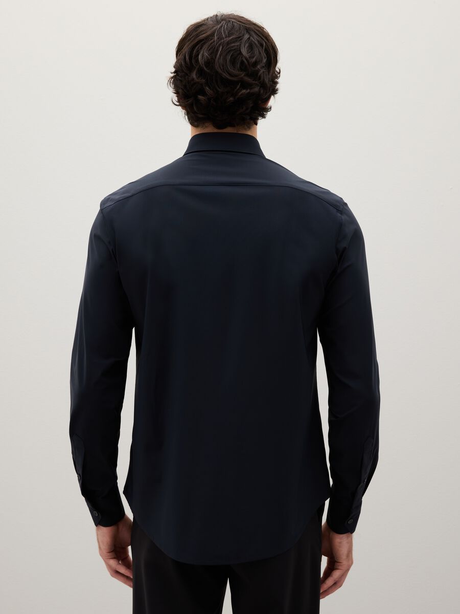 Slim fit black stretch fabric shirt_4