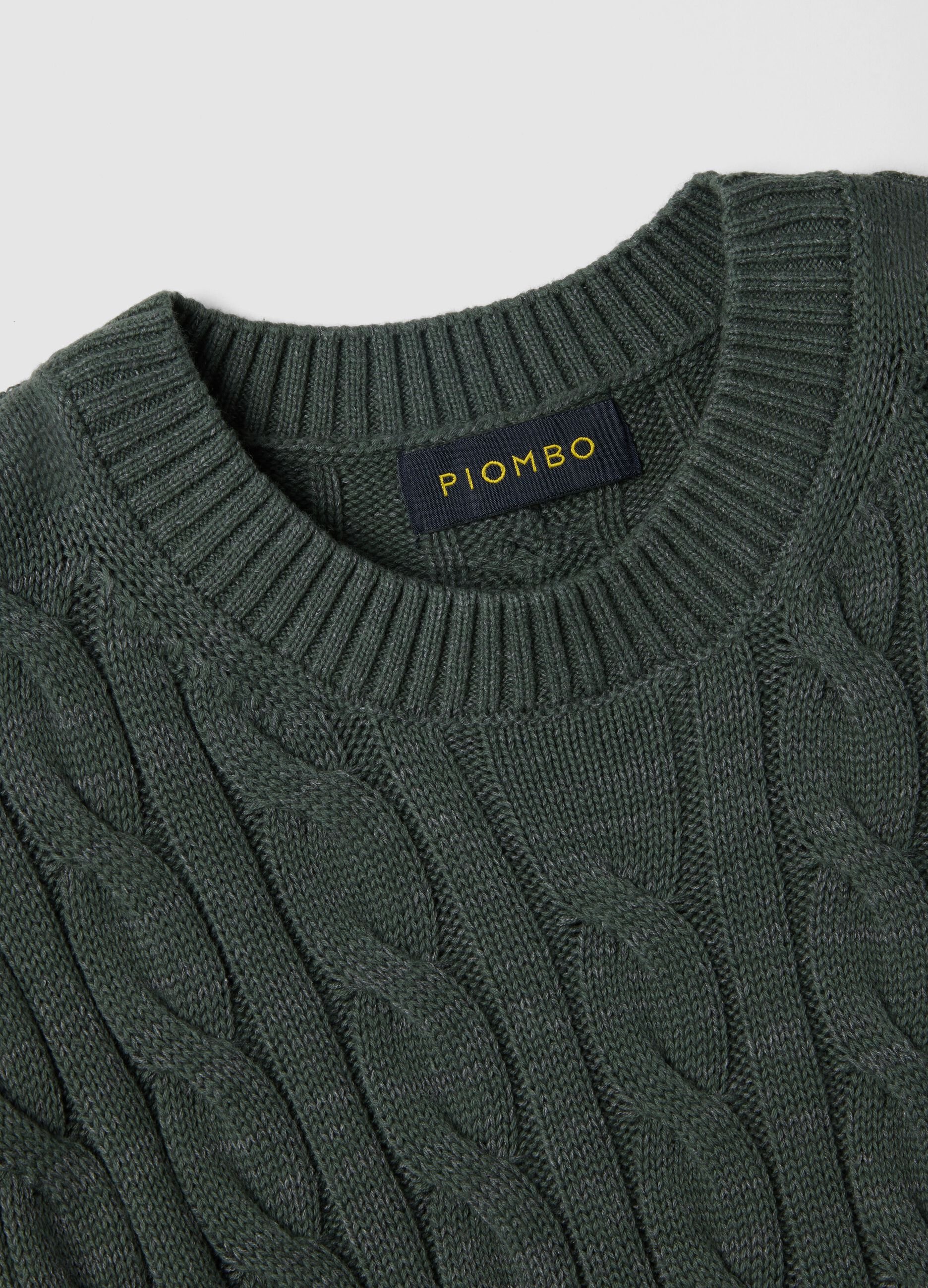 Green pure cotton regular fit jumper with woven design