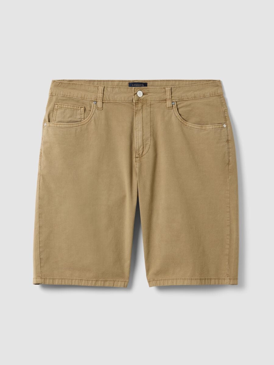 Beige Bermudashorts aus Stretch-Baumwolle_4