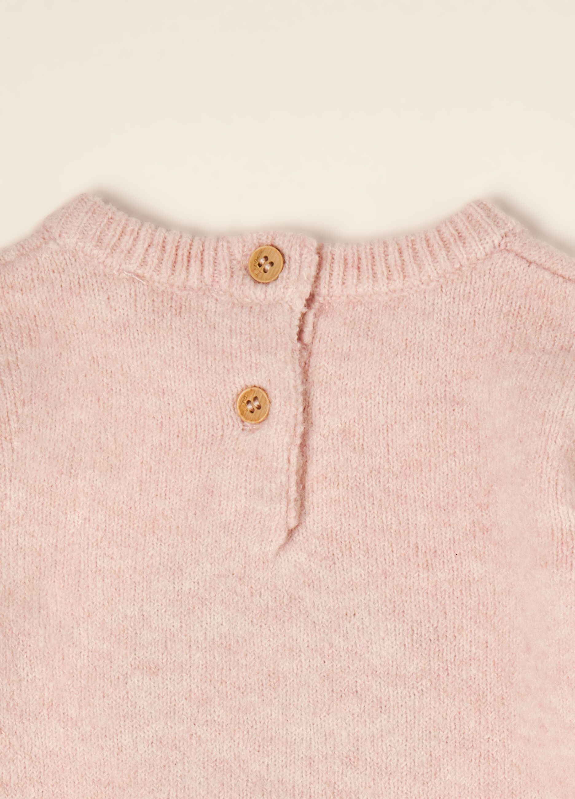 Rosa Pullover aus elastischer Wolle mit H&uuml;ndchen-Print
