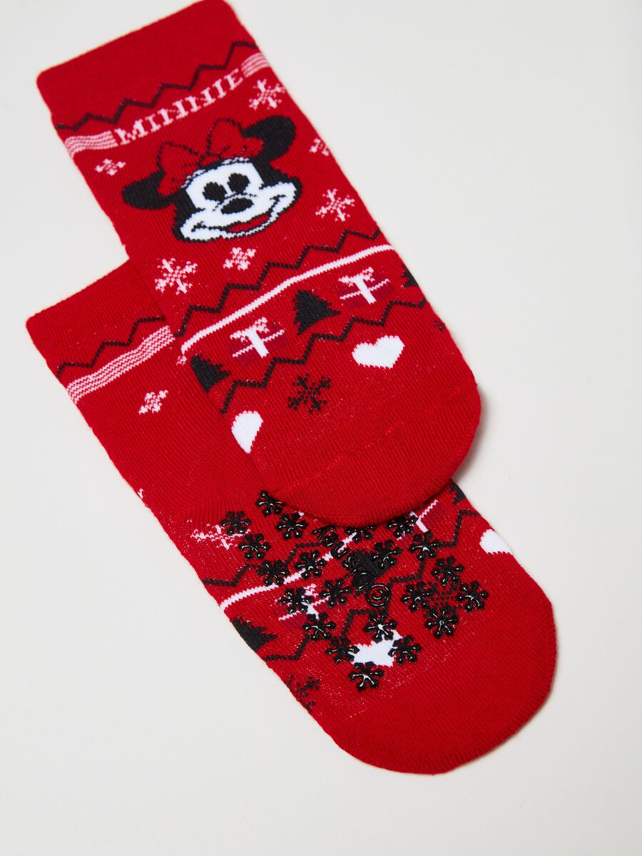 Slipper socks with Christmas Minnie Mouse design_1
