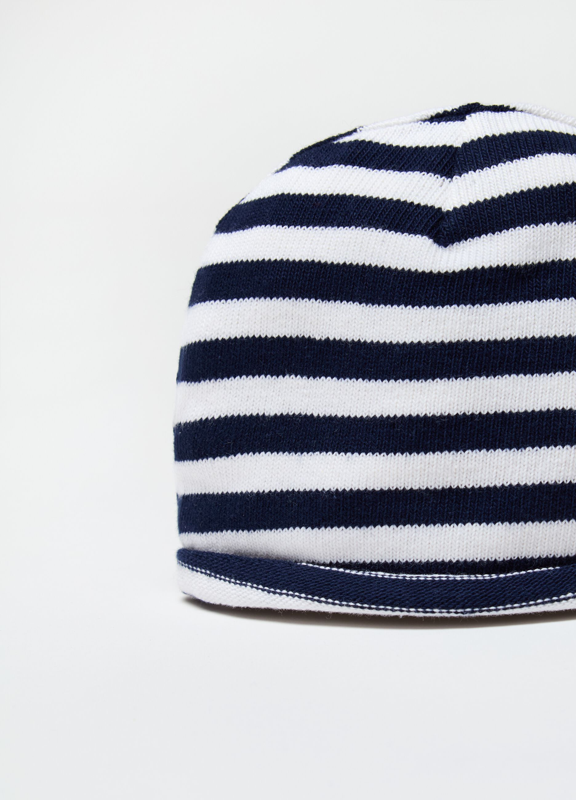 Striped organic cotton knit hat