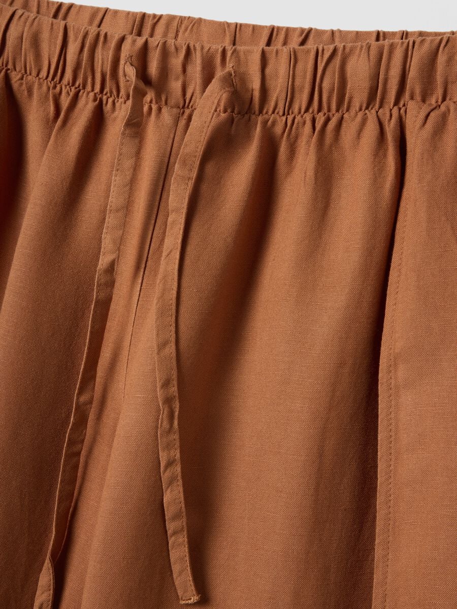 Brown wide-leg linen and viscose-blend trousers_5