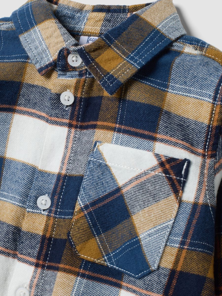Camicia bianca e blu a quadri in puro cotone regular fit_2