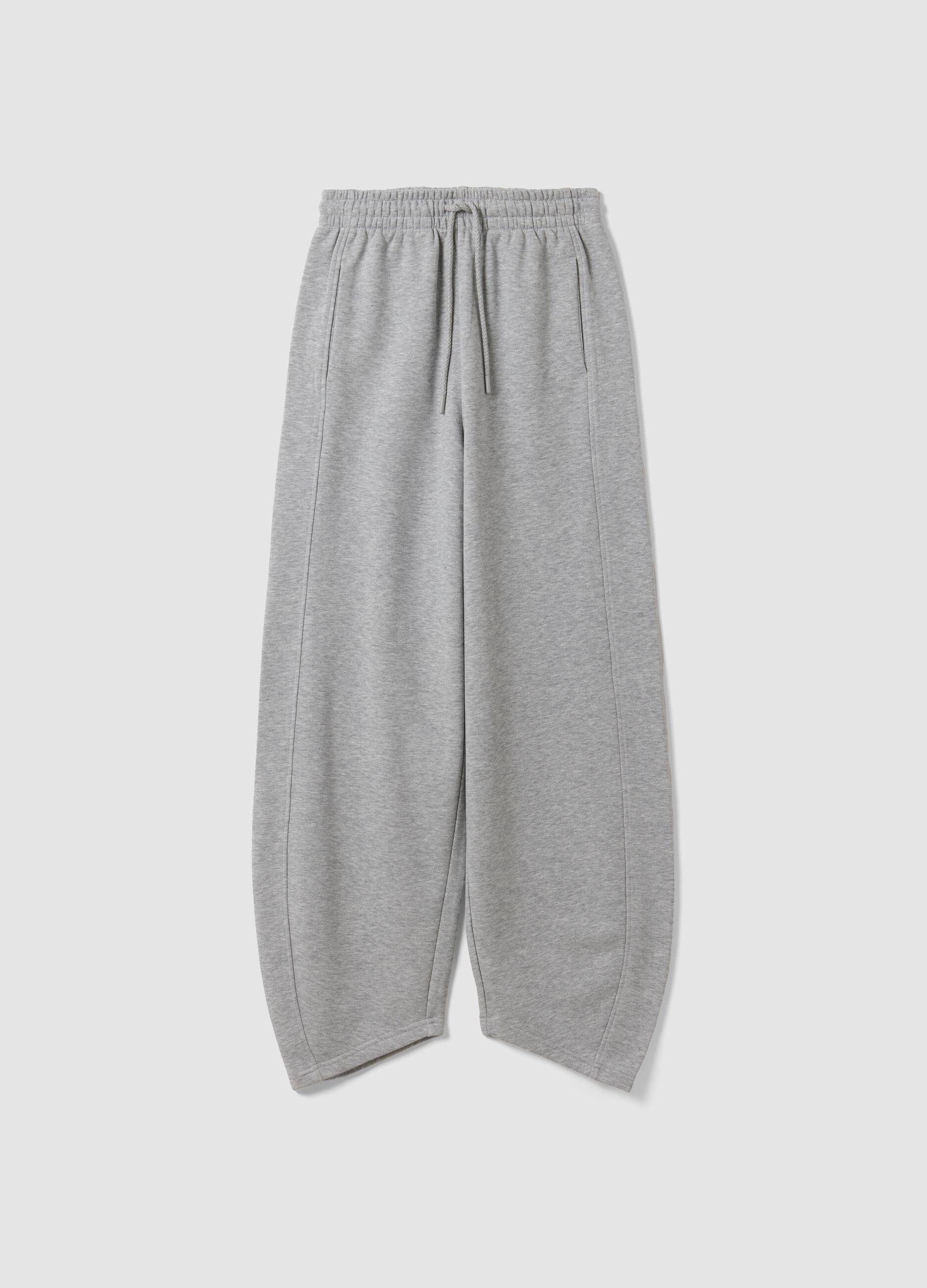 Grey barrel-fit cotton-blend joggers