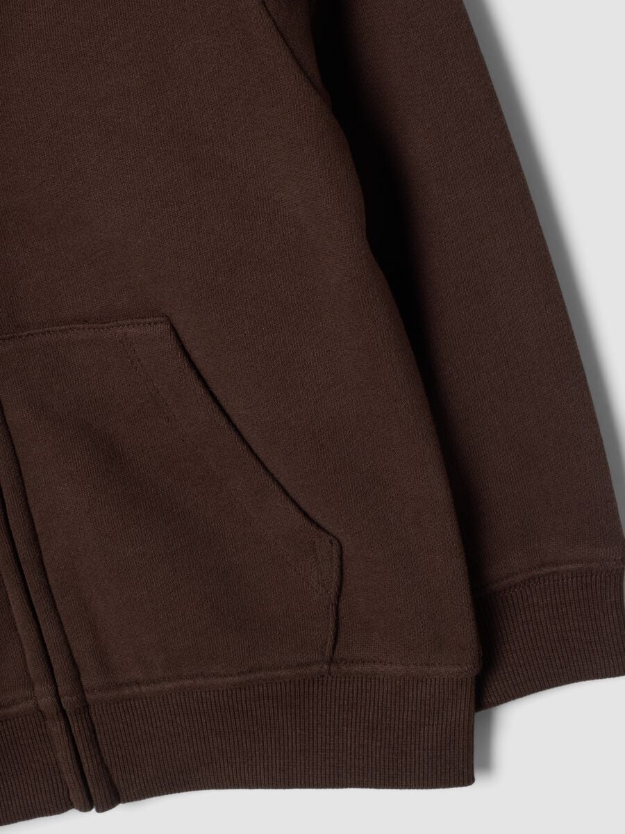 Felpa marrone con cappuccio in puro cotone organico regular fit_3
