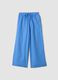 Blue pure cotton striped beach cover-up trousers_4