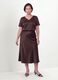 Brown satin V-neck stretch blouse, regular fit_1