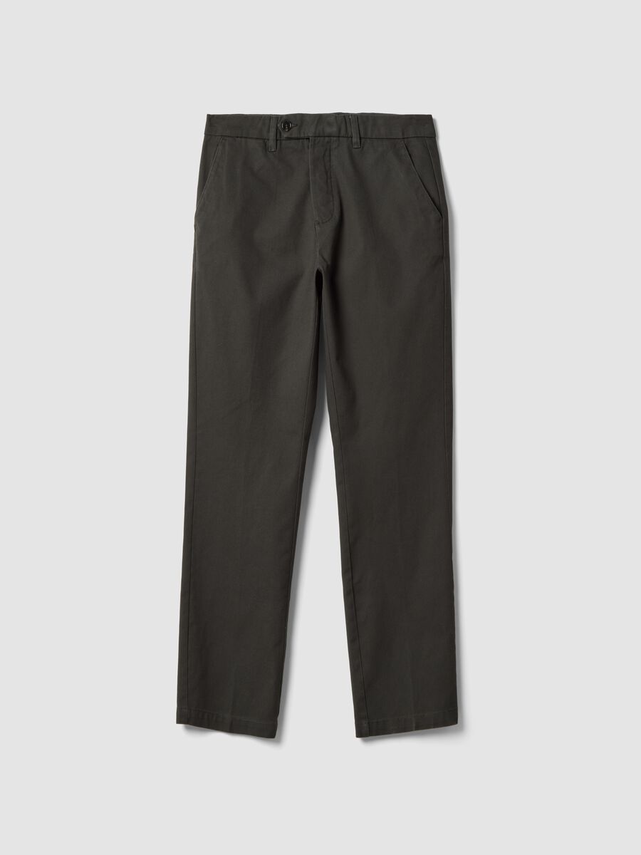 Green cotton chino trousers, regular fit_5