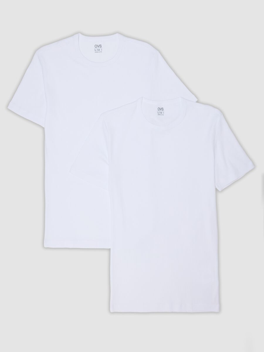 2-pack white crew-neck T-shirts in pure organic cotton, regular fit_0