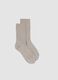 Beige long stretch viscose blend socks_0
